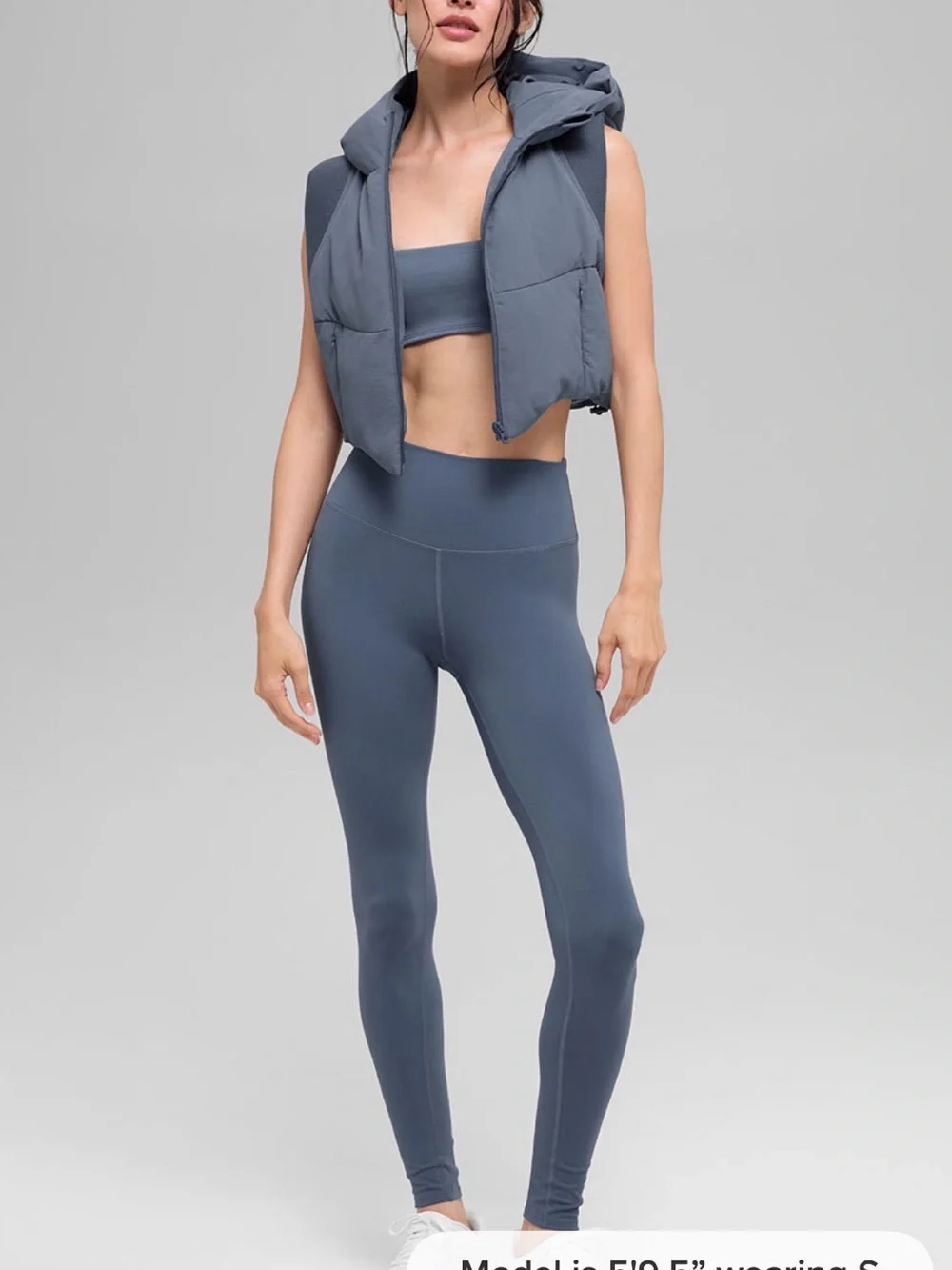 ALO Yoga Hooded Puffer Vest in Bluestone